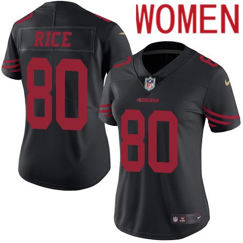 Women San Francisco 49ers #80 Jerry Rice Nike Black Vapor Limited Rush NFL Jersey